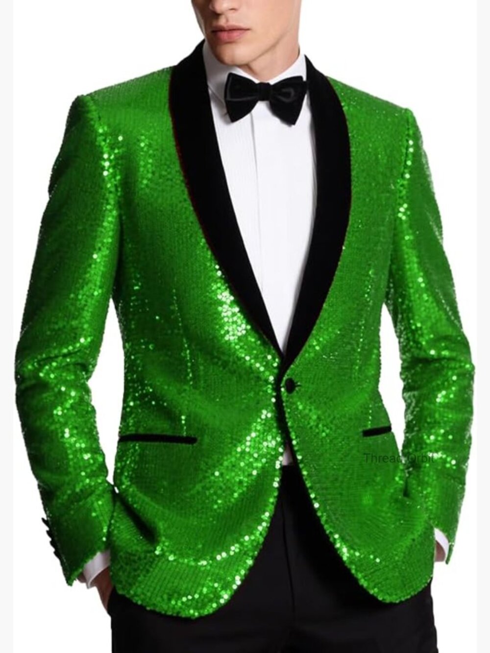 Slim Fit Sequin Tuxedo Jacket For Prom Party Wedding